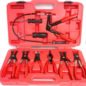 9PCS Hose Clamp Clip Removal Plier Kit Swivel Jaw Fuel Oil Water Pliers Tool Tube Clip Disassembler Piston Ring Handling Pliers