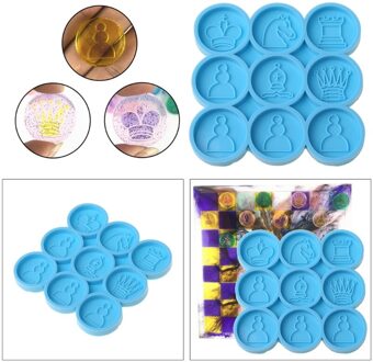 9Pcs Internationale Schaken Stuk Epoxyhars Mal Diy Ambachten Casting Tool Schaakstuk Speelgoed Silicone Mould Zeep Maken