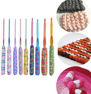 9Pcs Naaien Hand Haaknaald Set Kit Keramische Handvat Naalden Aluminium Haaknaalden Set Voor Weven Naaien Vlecht