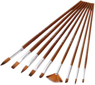 9pcs Parel Nylon Haar Penselen Multifunctionele Haak Lijn Pen Aquarel Olie Brush Set Schilderen Training