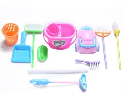 9Pcs Simulatie Thuis Cleaning Tools Playset Mini Vloer Bezem Mop Stof Collector Speelgoed Kids Pretend Play Speelgoed Pop