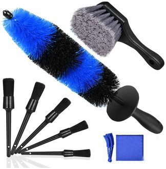 9Pcs Wiel Tire Brush Set Voor Cleaning Wielen, Auto Wassen Wheel Cleaner Velg Borstels Kit Voor Automotive Reiniging