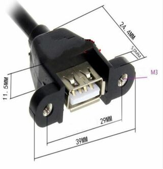 9Pin To Screw Mount Dual USB Type A Female Cable,50CM