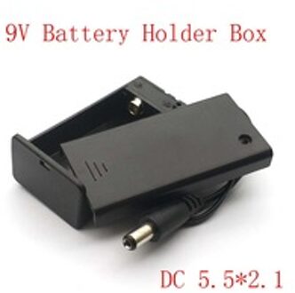 9V PP3 Batterij Houder Box Case Wire Lead Aan/Uit Schakelaar Cover + Dc 2.1 Mm plug