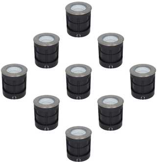 9x Donnie LED Grondspot RVS rond 7 Watt 4000K 500lm IP67