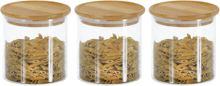 9x Glazen voorraadpotten met bamboe deksel 10 x 10 cm