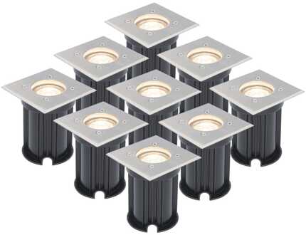 9x - LED Grondspots - Zilver