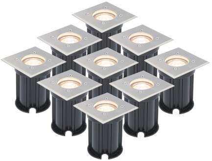 9x - LED Grondspots - Zilver