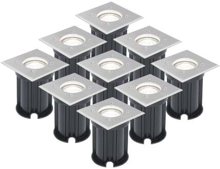 9x - LED Grondspots Zilver
