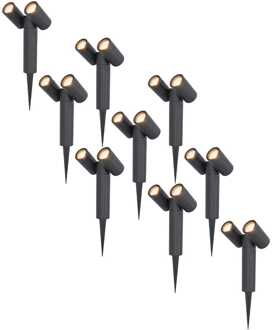 9x LED Prikspot Zwart IP65 GU10