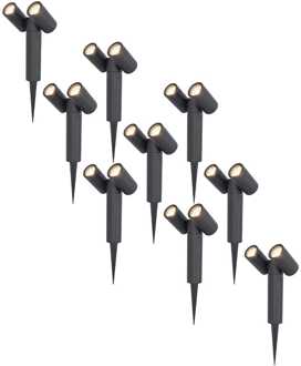 9x LED Prikspot Zwart IP65 GU10