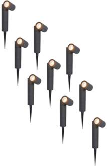 9x LED Prikspot Zwart IP65 GU10