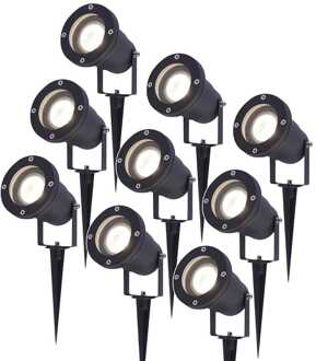 9x Lumi LED Prikspot Zwart IP44 GU10
