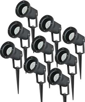 9x Lumi LED Prikspot Zwart IP44 GU10