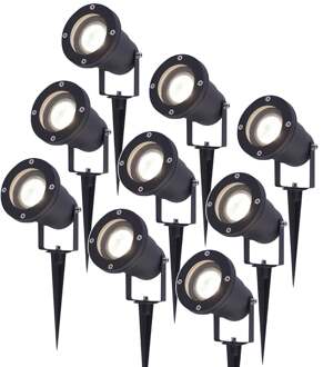 9x Lumi LED Prikspot Zwart IP44 GU10