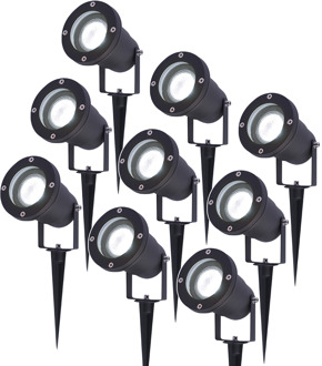 9x Lumi LED Prikspot Zwart IP44 GU10