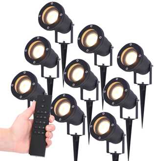 9x Lumi LED Prikspot Zwart IP65 GU10