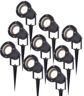 9x Lumi LED Prikspot Zwart IP65 GU10