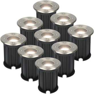 9x Maisy - LED Grondspots Zilver IP65 overrijdbaar