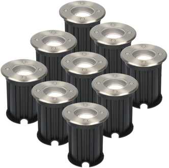 9x Maisy - LED Grondspots Zilver IP65 overrijdbaar