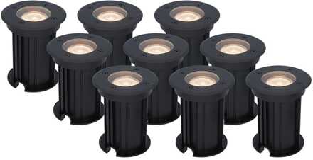 9x Maisy - LED Grondspots Zwart IP67 overrijdbaar