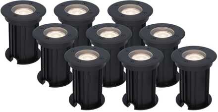 9x Maisy - LED Grondspots Zwart IP67 overrijdbaar