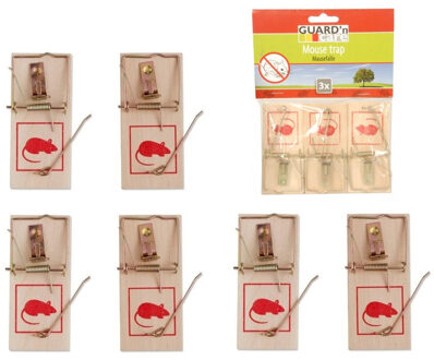9x Muizenval/muizenklem van hout en metaal