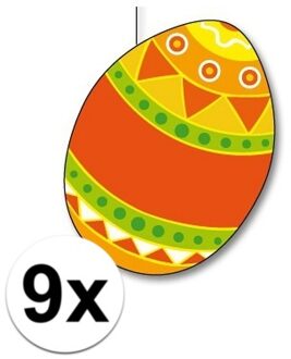 9x oranje paasei decoratie 20 cm - Paasversiering / Paasdecoratie