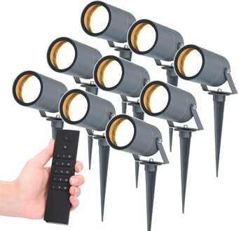 9x Spikey LED Prikspot Antraciet IP65 GU10