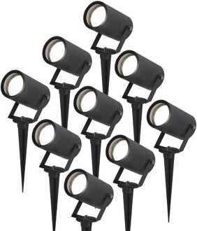 9x Spikey LED Prikspot Zwart IP65 GU10