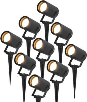 9x Spikey LED Prikspot Zwart IP65 GU10
