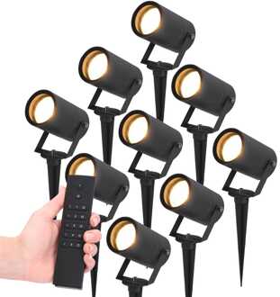 9x Spikey LED Prikspot Zwart IP65 GU10
