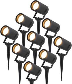 9x Spikey LED Prikspot Zwart IP65 GU10