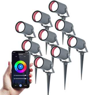 9x Spikey RGBWW WiFi+Bluetooth Antraciet