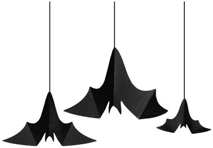 9x Zwarte vleermuizen hangdecoraties van papier