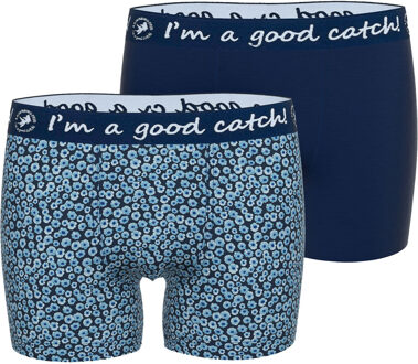 A FISH NAMED FRED Boxershorts 2-pack Flowers Blauw - L