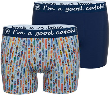 A FISH NAMED FRED Boxershorts 2-pack Surfboard Blauw - L
