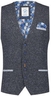 A FISH NAMED FRED Donkerblauw Geprint Gilet A fish named Fred , Blue , Heren - Xl,L