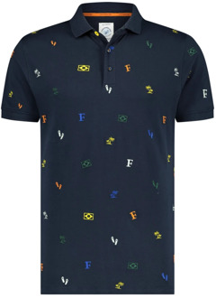 A FISH NAMED FRED Donkerblauw poloshirt met korte mouwen A fish named Fred , Blue , Heren - 2XL