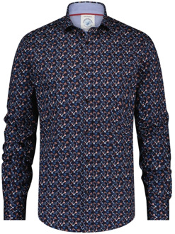A FISH NAMED FRED Donkerblauw Slim Fit Casual Overhemd A fish named Fred , Blue , Heren - 2XL