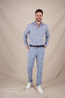 A FISH NAMED FRED Overhemd Shirt Ikat Cobalt  2XL Blauw