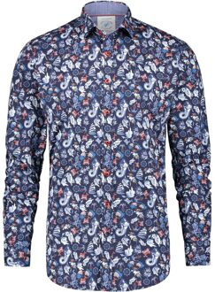 A FISH NAMED FRED Overhemd Shirt Tattoo Print F Classics Multicolour Blue   XL Multicolor, Navy