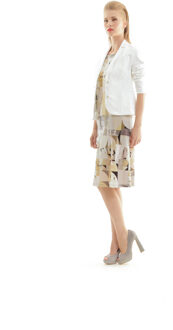 A-lijn jurk met geometrische print Taupe - EU 36 / UK 8