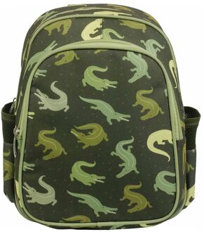 A Little Lovely Company Noa Backpack crocodiles schooltas kind Groen - H 32 x B 27 x D 19 cm