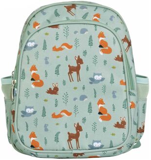 A Little Lovely Company Noa Backpack forest friends schooltas kind Groen - H 32 x B 27 x D 19 cm