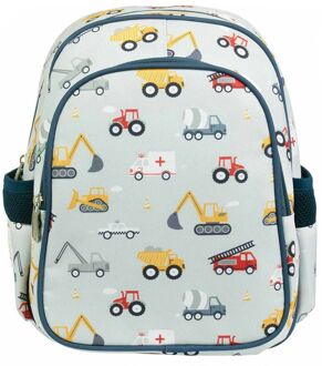 A Little Lovely Company Noa Backpack vehicles schooltas kind Groen - H 32 x B 27 x D 19 cm
