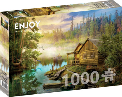 A Log Cabin on the River Puzzel (1000 stukjes)