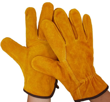 A Pair/Set Fireproof Durable Yellow Cow Leather Welder Gloves Anti-Heat Work Safety Gloves For Welding Metal Hand Tools