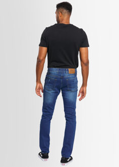 A. Salvarini Heren Jeans Slim Fit Stretch Denim 5-Pocket – Blauw Used-Look - 34W/36L