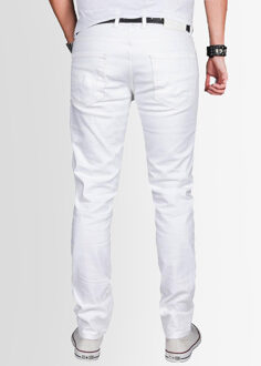 A. Salvarini Heren Jeans Slim Fit Stretch Denim 5-Pocket – Wit - 32W/34L